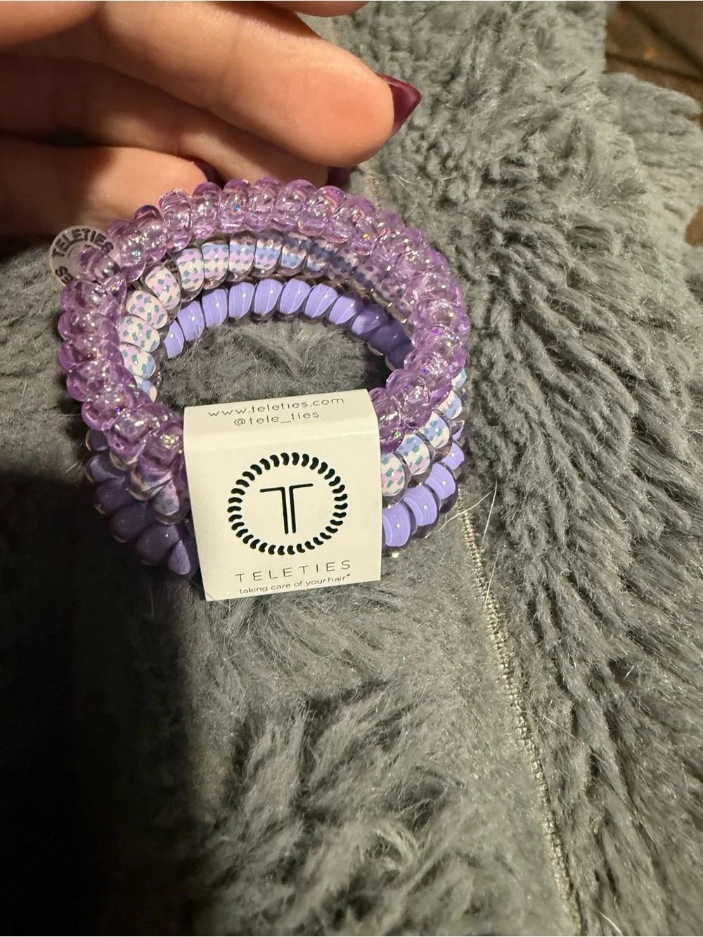 Teleties Iridescent Pink Spiral Hair Rings - 3 Pack